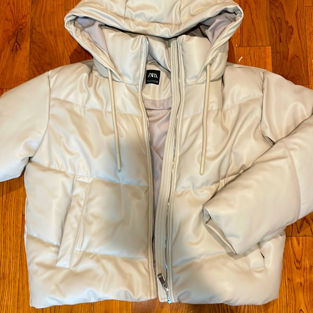 Faux Leather Puffer Jacket